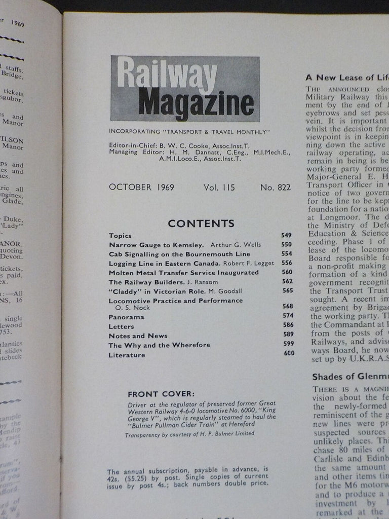 Railway Magazine 1969 October Narrow Gauge to Kemsley Cab Signalling o ...