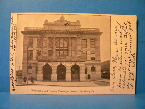 Postcard Philadelphia and Reading Passenger Station Harrisburg PA P&R 1906