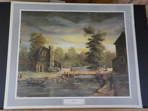 Renaissance Lithographic Print S Cantillo Quiet Stream 20X24 inches