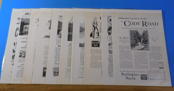 Ads Burlington Route Lot #11 Advertisements from various magazines (10)