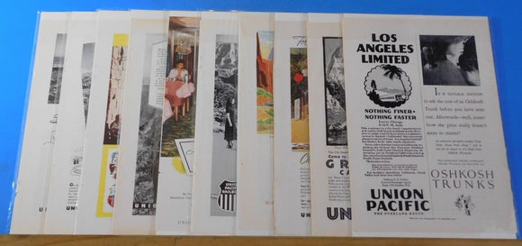 Ads Union Pacific Railroad Lot #32 Advertisements from various magazines (10)