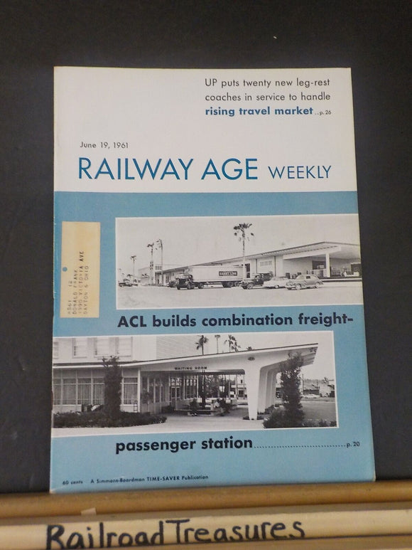 Railway Age 1961 June 19 Weekly ACL Combination freight passenger station UP new