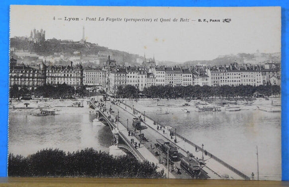 Postcard Lyon Pont La Fayette Perspective et Quai de Retz B.F. Paris Carte Posta