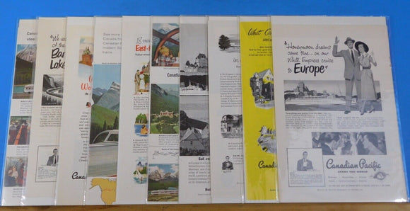 Ads Canadian Pacific Railroad Lot #6 Advertisements from various magazines