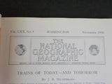 National Geographic Magazine 1936  November 1936 Trains of Today and tomorrow