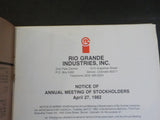 Rio Grande Industries Inc Annual Report 1982  Financials RG
