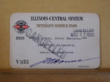 Pass Illinois Central System 1935 Veteran's Service Pass #V933