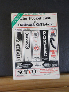 Pocket List of Railroad Officials #359 1984 3rd Quarter