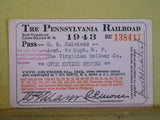 Pass Pennsylvania Railroad Annual Employee Pass 1943 #BE138417