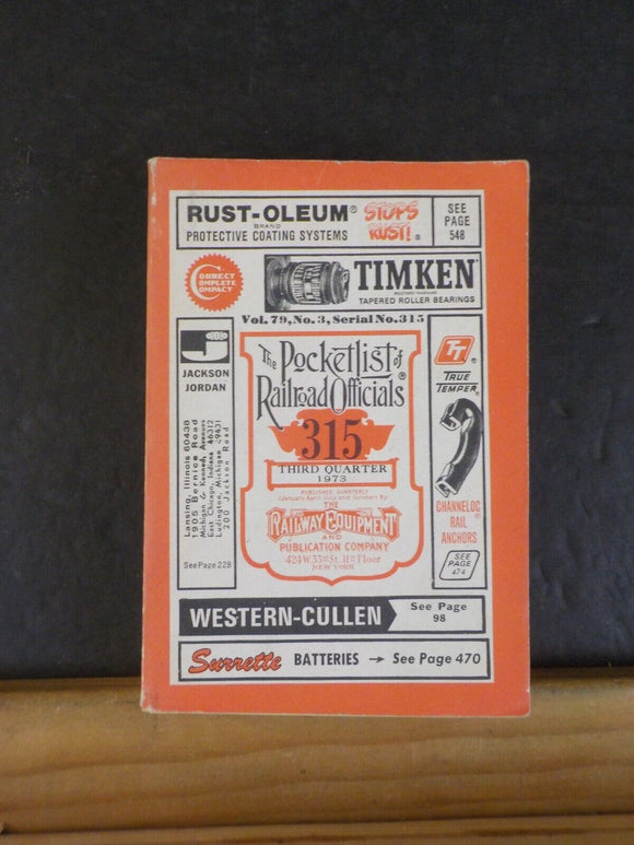 Pocket List of Railroad Officials #315 1973 3rd quarter
