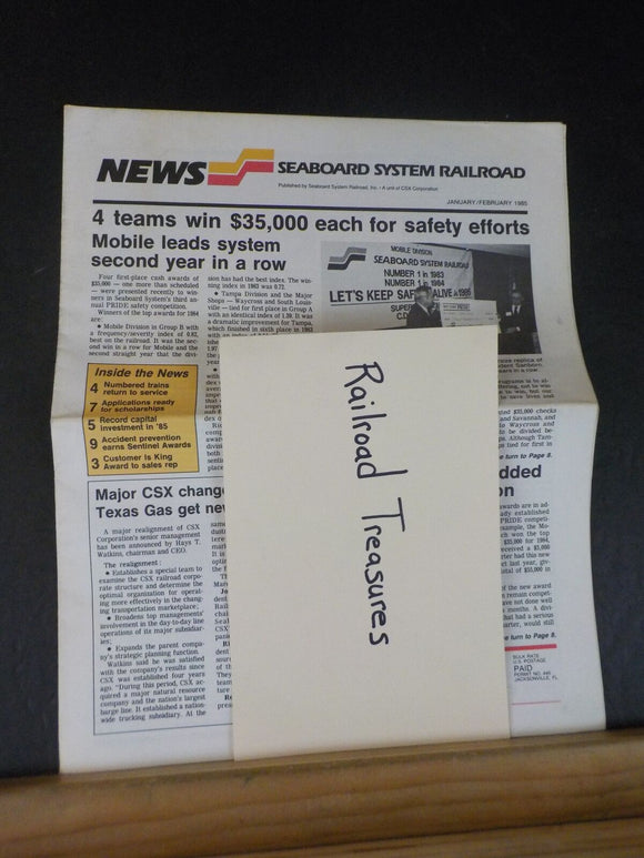 Seaboard System Railroad News 1985 January February New Cash Awards Added