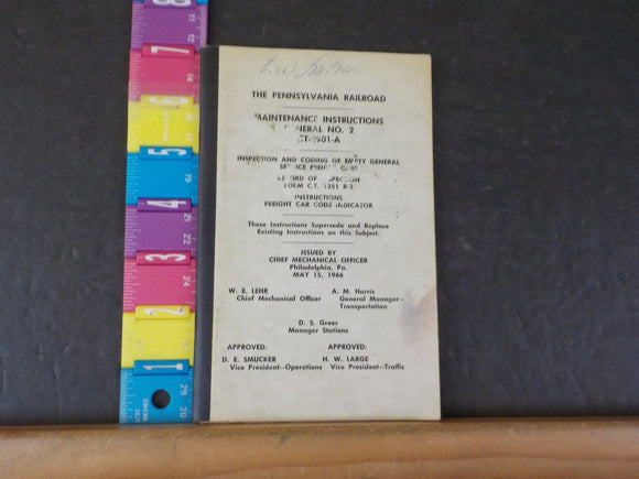 Pennsylvania Railroad Maintenance Instructions General No 2 CT-2901-A