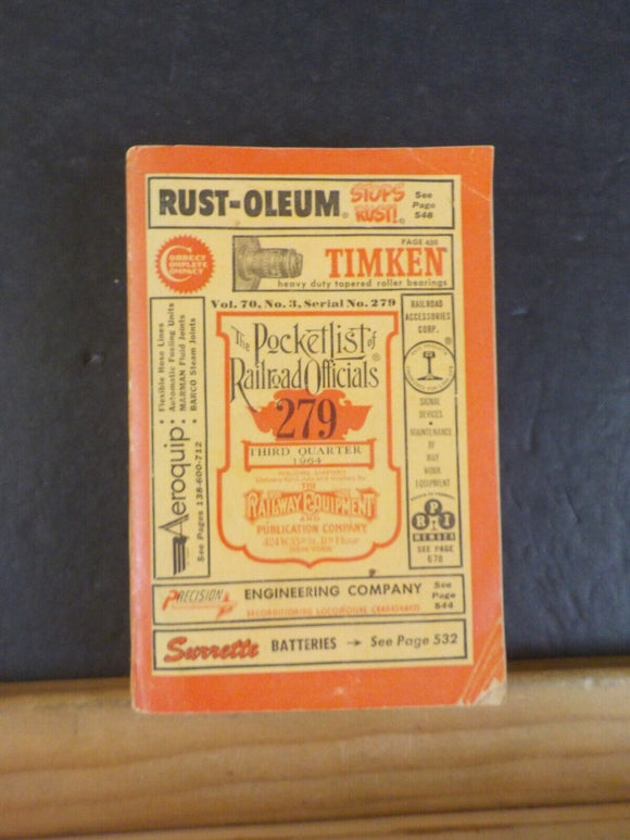 Pocket List of Railroad Officials #279 1964 3rd quarter