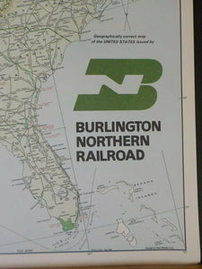 Map Burlington Northern 1984 May United States Map Folded