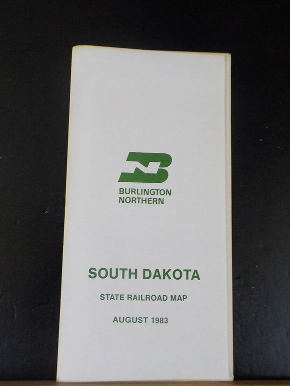 Map Burlington Northern South Dakota State Railroad Map 1983 August