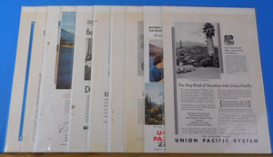 Ads Union Pacific Railroad Lot #19 Advertisements from various magazines (10)