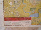 Map PTC Map of Philadelphia #5 1946 Showing Street Car Bus and Subway Lines