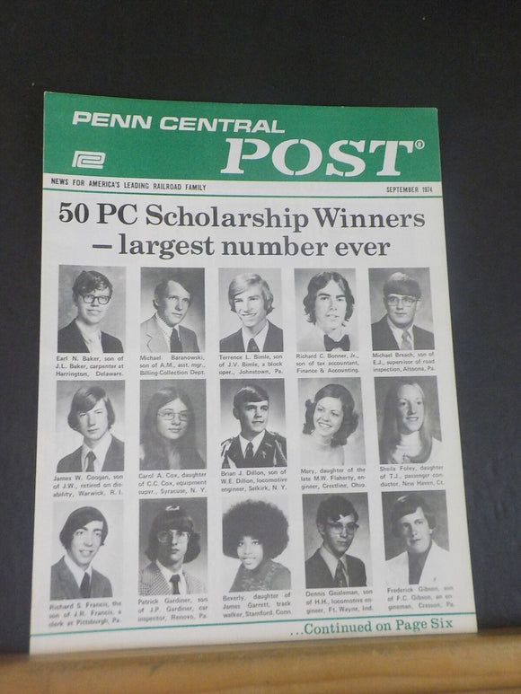 Penn Central Post Employee Magazine 1974 September 50 PC Scholarship winners