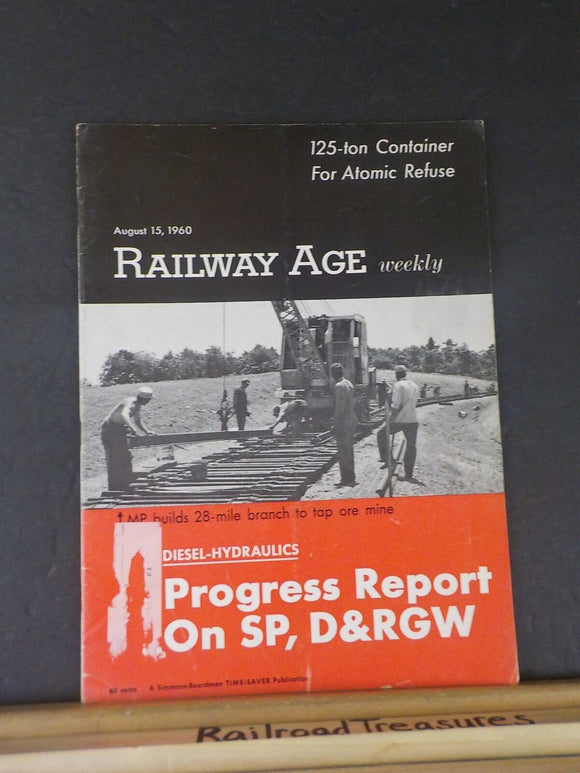 Railway Age 1960 August 15 Weekly Progress report SP D&RGW 125 ton container ato