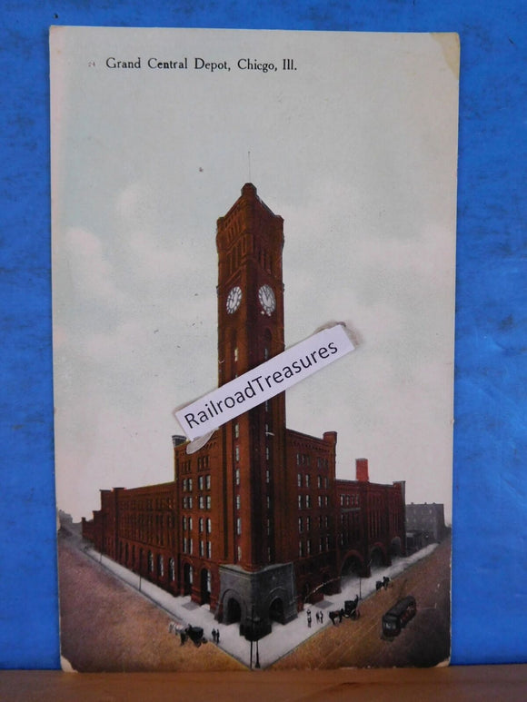 Postcard Grand Central Depot Chicago IL Postmark 1911 to Andrew Madden