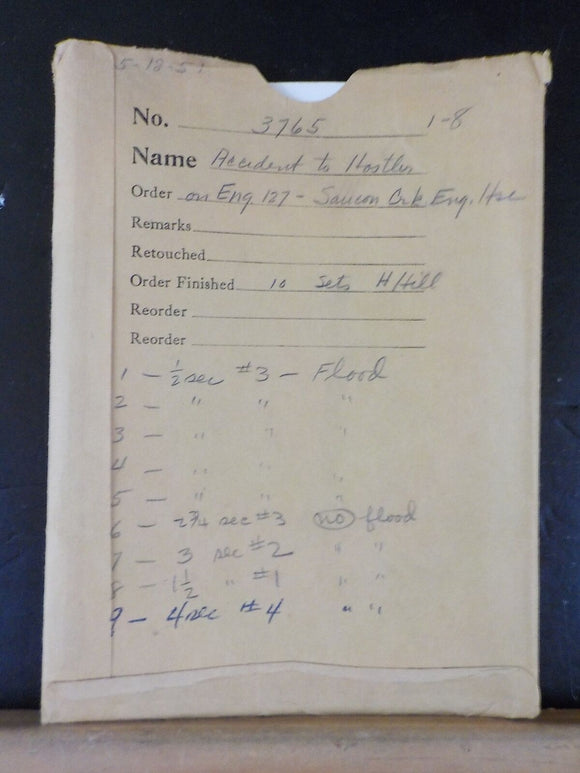 Photos with Negatives 5-18-51 Accident to Hostler on Eng. 127 Saucon Cr Eng hous