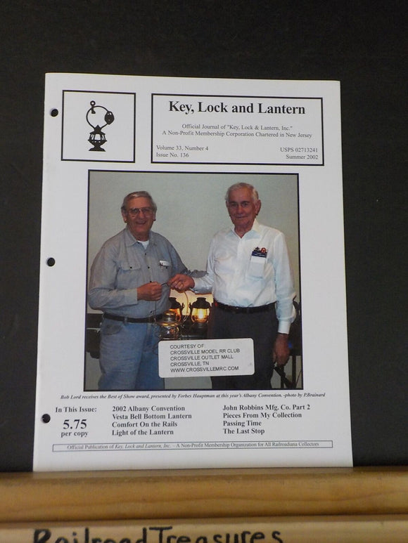 Key Lock and Lantern Magazine #136 Vesta Bell Bottom Lantern Comfort on rails