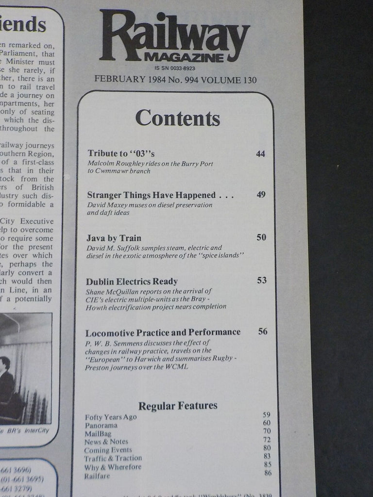 Railway Magazine 1984 February Java by train Dublin electrics 03 Tribu ...