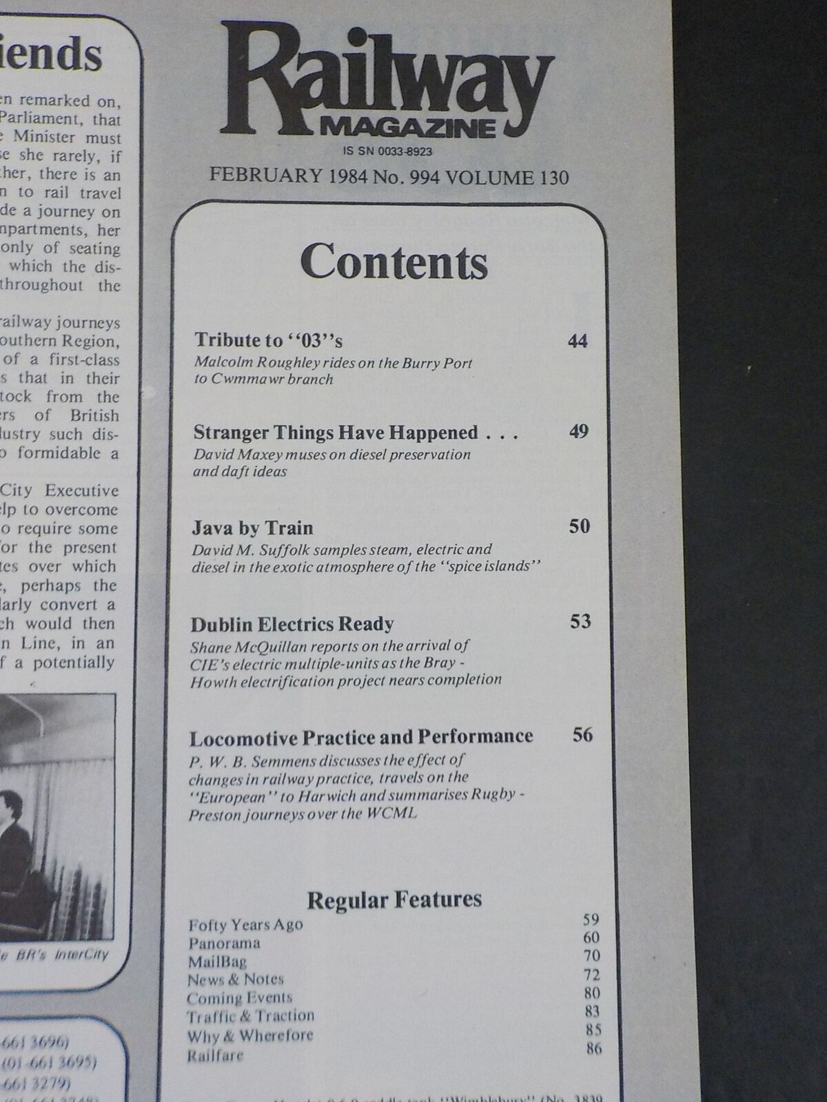 Java Railways Book Railway Magazine 1984 February Java by train Dublin electrics 03 Tribu ...