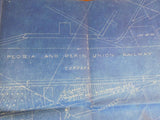 Blueprint Peoria & Pekin Union Ry Lot of 4 Plot plan including new building