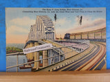 Postcard Huey P. Long Bridge New Orleans LA Postmark 1940 Train on bridge