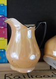 Vintage Czecho-Slovakia W 3 pieces 2 pitchers / 1 creamers Tan with dark trim