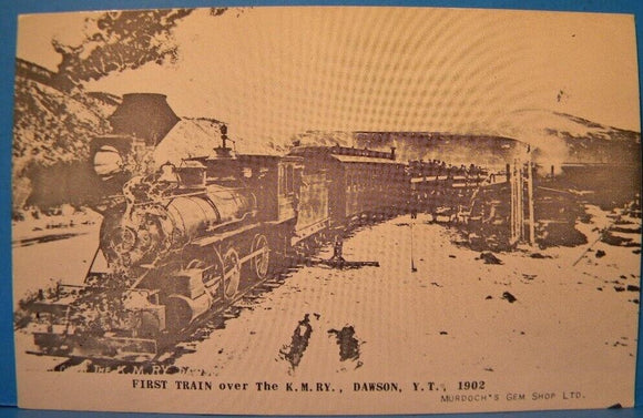 Postcard First Train over the K.M. RY Dawson, Y.T 1902