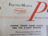 EMD Pointers 1957 January 23 Vol 1 # 56 Firing order name plate for the 8/567C