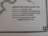 Map Boston Elevated Railway Co. 1910  Approx 20.5 X 16 inches