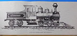 Print Double Truck Narrow Gauge Tank Locomotive Pen Drawing Copy 26 x 10