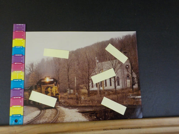 Photo Chesapeake & Ohio Locomotive #6615 w/ church  Chessie    Color 14X11