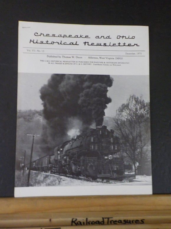 Chesapeake and Ohio Historical Newsletter 1975 December Lines in Canada