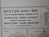 Map Boston, Boston Street Railway Association MTA 1961