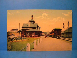 Postcard P&R Station Sunbury PA Philadelphia and Reading No Postmark.
