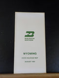 Map Burlington Northern Wyoming State Railroad Map 1983 August