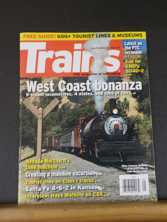 Trains Magazine 2018 May West Coast bonanza Nevada Northern SF 4-6-2 in Kansas C