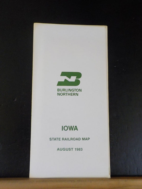 Map Burlington Northern Iowa State Railroad Map 1983 August