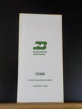 Map Burlington Northern Iowa State Railroad Map 1983 August