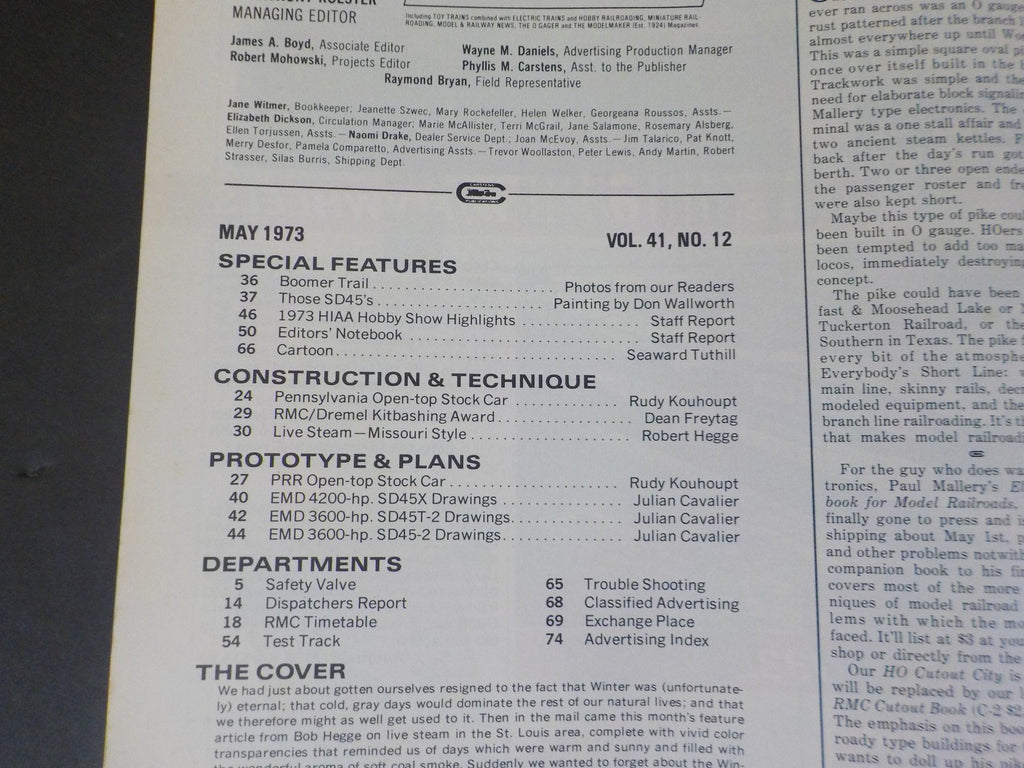 Railroad Model Craftsman Magazine 1973 May RMC DS45X SD45T-2 SD45-2 ...