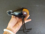 Mouth Blown glass bird Brown and black Oriole?
