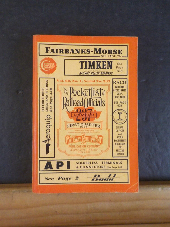 Pocket List of Railroad Officials #237 1954 1st quarter