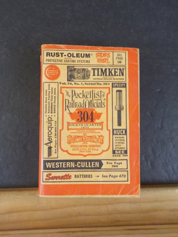 Pocket List of Railroad Officials #304 1970 4th quarter
