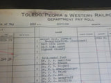 Toledo Peoria & Western Railway Company Payroll 1936