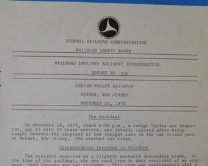 Railroad Employee Accident Investigation Report #126 Lehigh Valley RR Newark