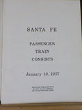 Santa Fe Passenger Train Consists 1937 January 10 Soft Cover